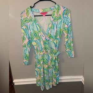 Lilly Pulitzer Colorful Wrap Dress with Leaf Print